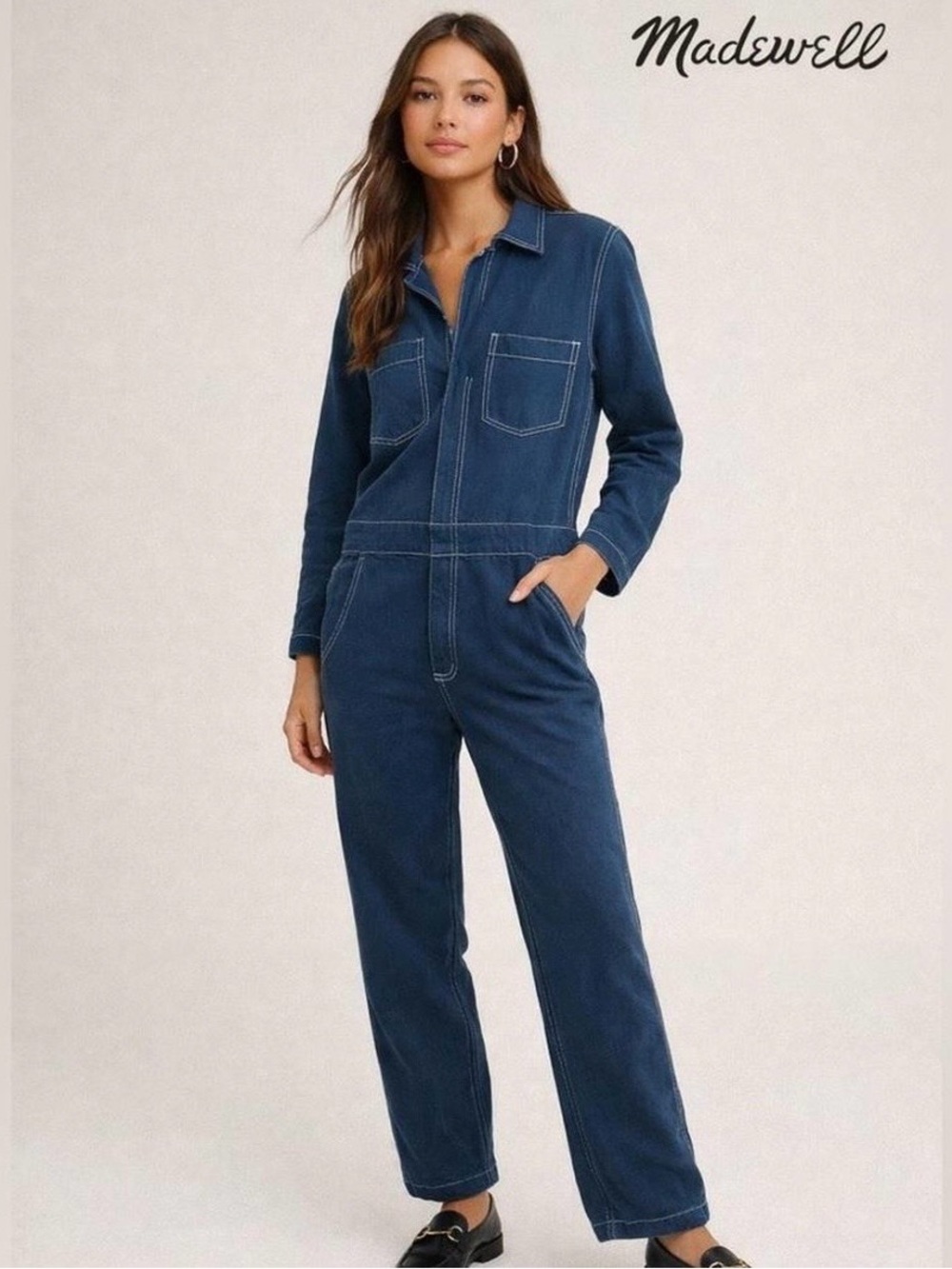 Madewell Women's Dark Blue Denim Jumpsuit Overalls